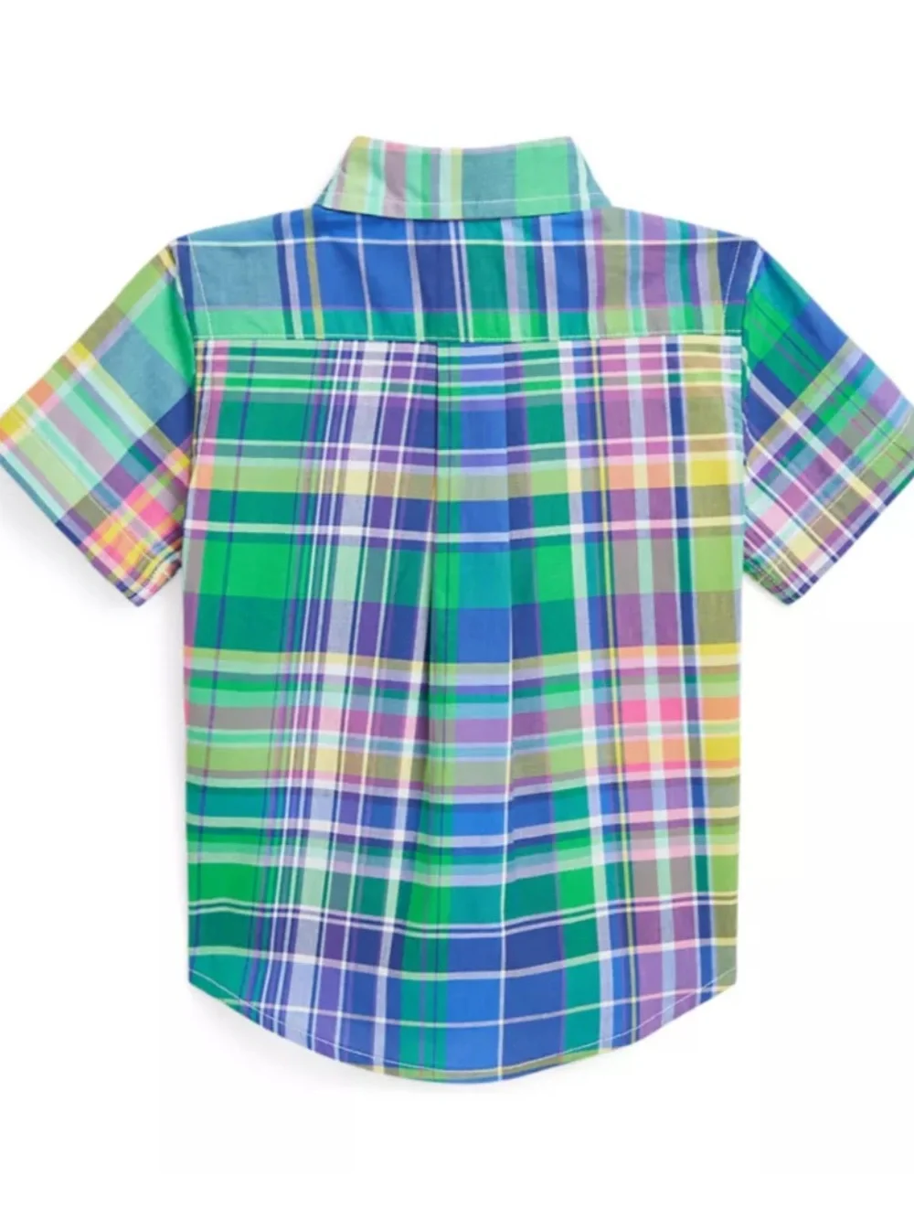 NWT Ralph Lauren Baby Boys Madras Plaid Short-Sleeve Button-Down‎ Shirt Preppy